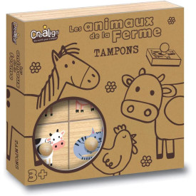 Drevené pečiatky s úchytkami Farma 9 ks