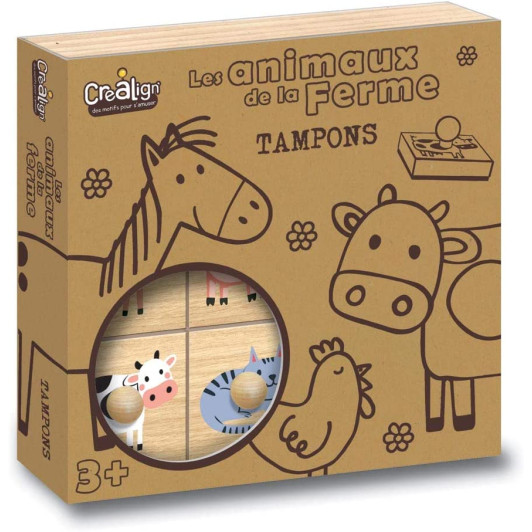 Drevené pečiatky s úchytkami Farma 9 ks