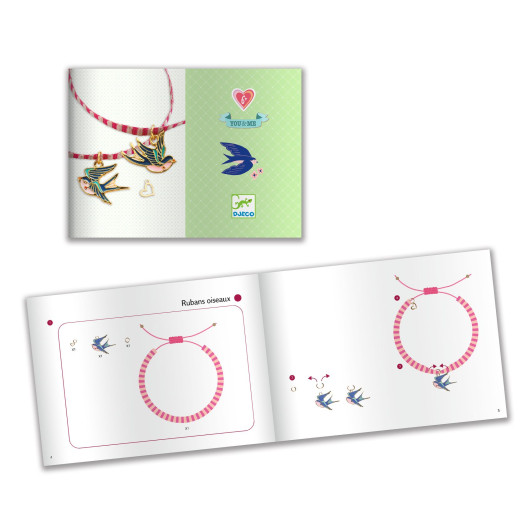 Vtáčiky na stužkách: 2 náramky stužkové s príveskami