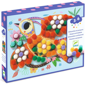 Koláž s brmbolcami: Siluetové vtáčiky