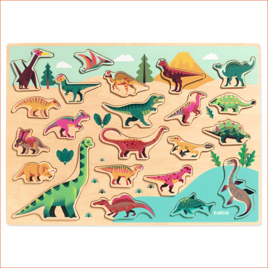 Dinosaury: drevené edukačné puzzle