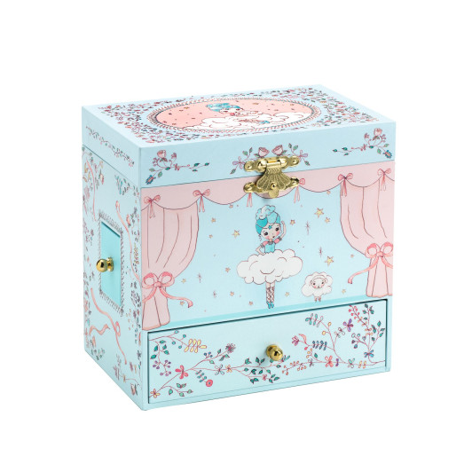 Balerína na pódiu: hracia skrinka s 3 zásuvkami