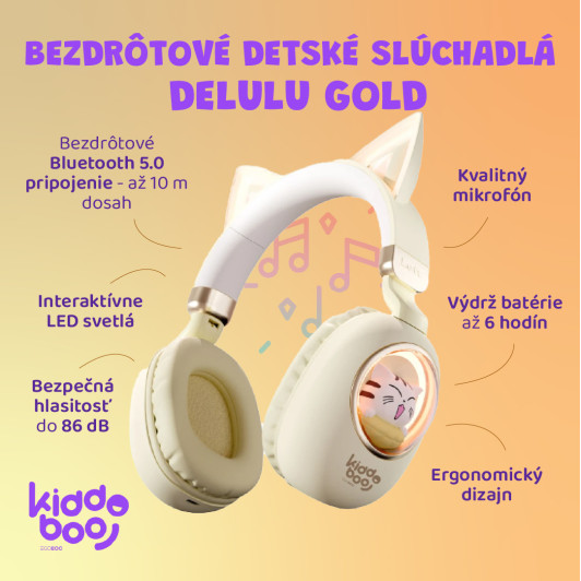 Bezdrôtové detské slúchadlá Delulu Gold
