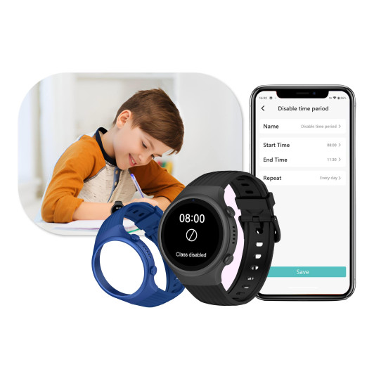 Detské smart hodinky okrúhle Kiddoboo x Lagenio WatchMe 4G Blue/Black