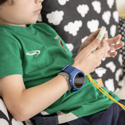 Detské smart hodinky okrúhle Kiddoboo x Lagenio WatchMe 4G Blue/Black