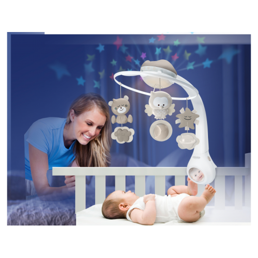 Hudobný kolotoč s projekciou 3v1 ecru