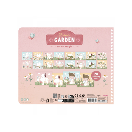 Omaľovánky s pastelkami Záhrada Rosa