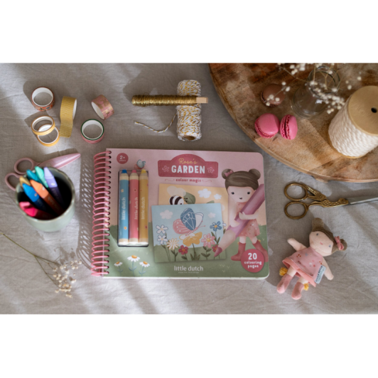 Omaľovánky s pastelkami Záhrada Rosa