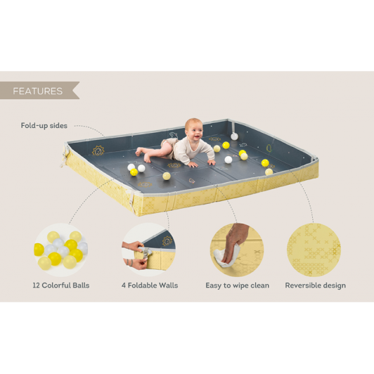 Hracia podložka penová s loptičkami Blue Yellow