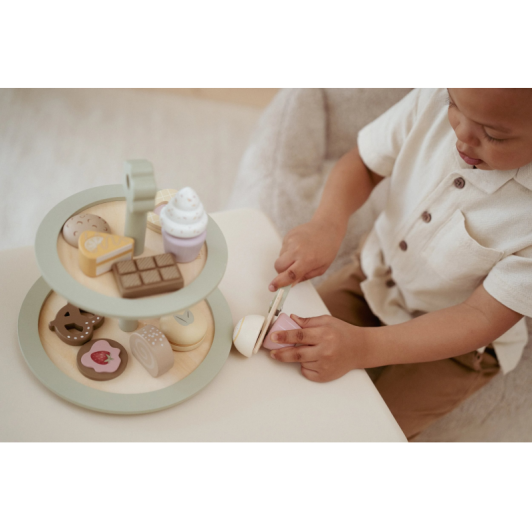 Stojan na pečivo s doplnkami drevený