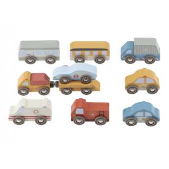 Sada drevených autíčok