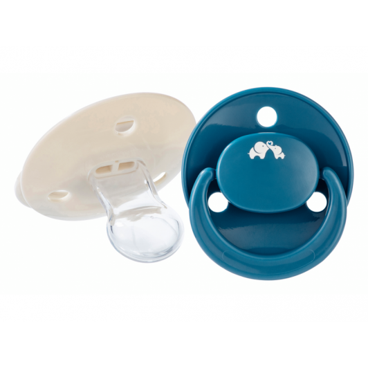 Cumlík silikónový symetrický Eco 2ks 6m+ Sand/Blue