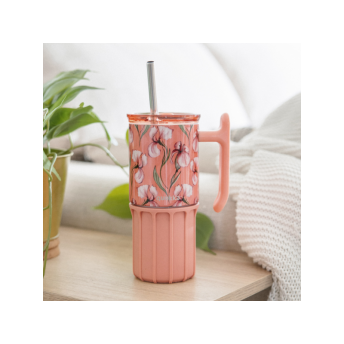 Nerezový termohrnček so slamkou Umi Floral Coral 720 ml