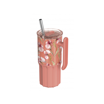 Nerezový termohrnček so slamkou Umi Floral Coral 720 ml