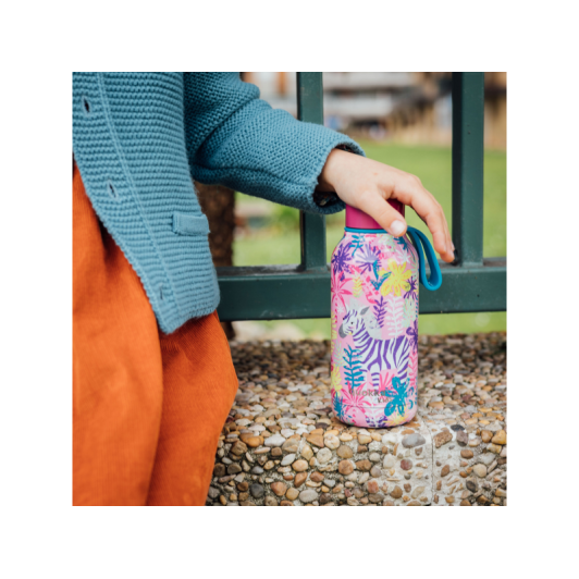 Nerezová termofľaša Solid Kids s pútkom Zebras 330 ml