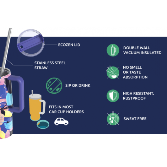 Nerezový termohrnček so slamkou Vibe Marble 880 ml