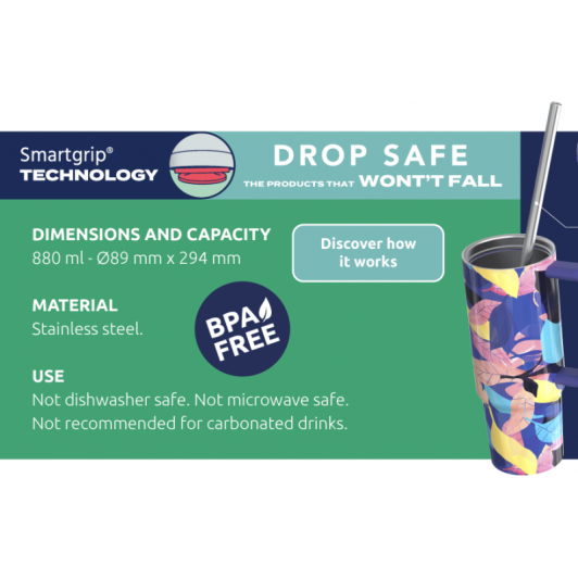 Nerezový termohrnček so slamkou Vibe Black 880 ml