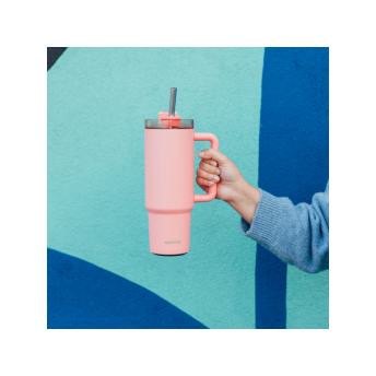 Nerezový termohrnček so slamkou Vibe Coral 880 ml