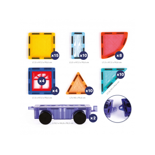 Magnetická stavebnica s autami 63 ks