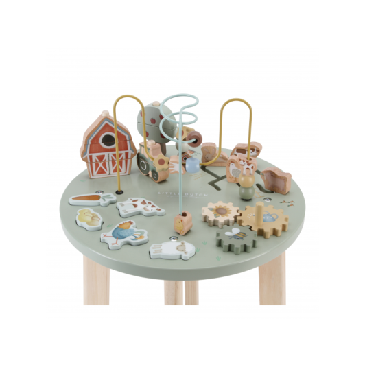 Stolík s aktivitami drevený Farma