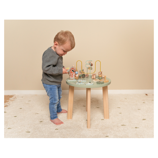 Stolík s aktivitami drevený Farma