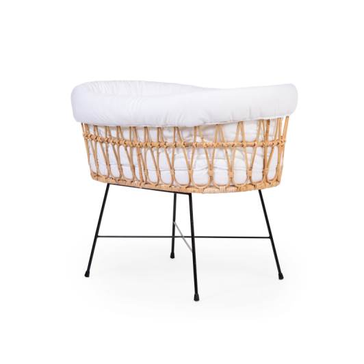 Košík na bábätko ratanový kovové nohy + matrac + poťah Jersey Ecru