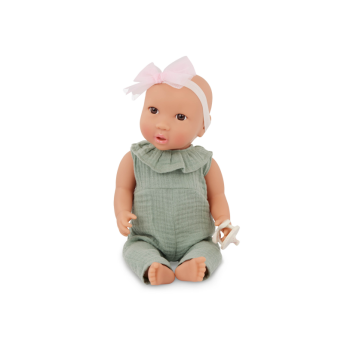 Bábika 35 cm v overale s čelenkou