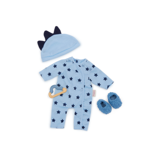 Overal pre bábiky modrý s doplnkami