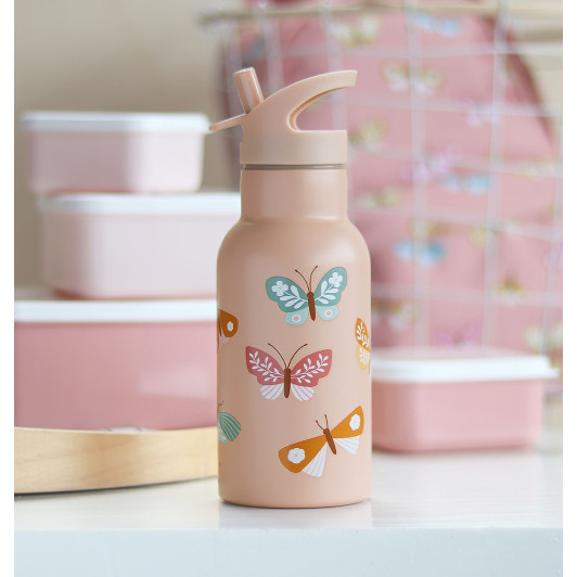 A Little Lovely Company - antikorová fľaša na pitie, 350 ml - motýliky