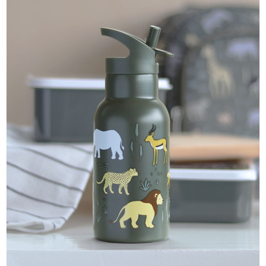 A Little Lovely Company - antikorová fľaša na pitie, 350 ml - zvieratá zo savany