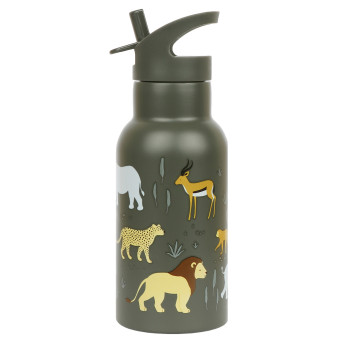 A Little Lovely Company - antikorová fľaša na pitie, 350 ml - zvieratá zo savany