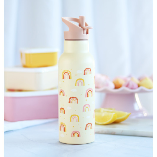 A Little Lovely Company - antikorová fľaša na pitie, 500 ml - dúha
