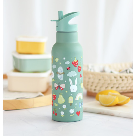 A Little Lovely Company - antikorová fľaša na pitie, 500 ml - radosť