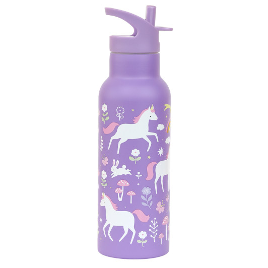 A Little Lovely Company - antikorová fľaša na pitie, 500 ml - jednorožce a dúha