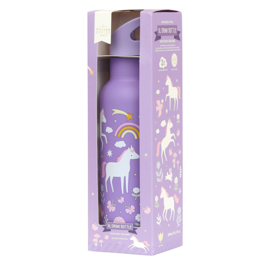 A Little Lovely Company - antikorová fľaša na pitie, 500 ml - jednorožce a dúha