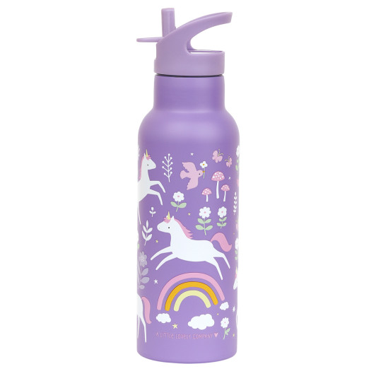 A Little Lovely Company - antikorová fľaša na pitie, 500 ml - jednorožce a dúha