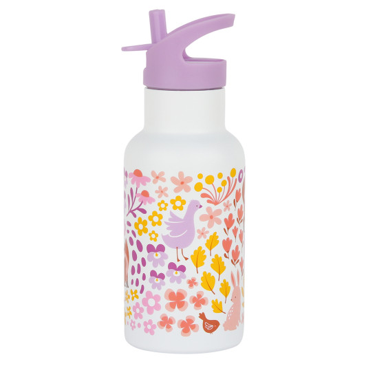 A Little Lovely Company - antikorová fľaša na pitie, 350 ml - kvetinová záhrada A Little Lovely Company - antikorová fľaša na pitie, 350 ml - kvetinová záhrada