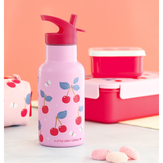 A Little Lovely Company - antikorová fľaša na pitie, 350 ml - čerešne