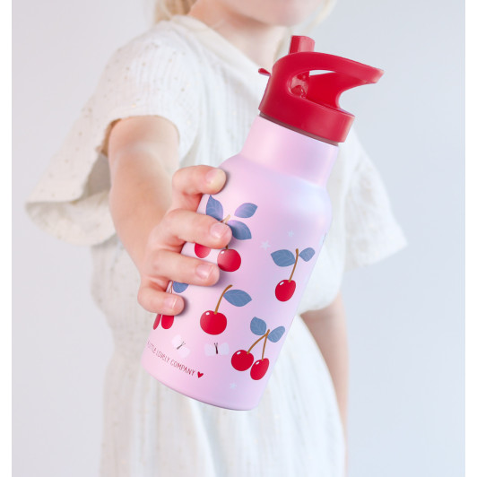 A Little Lovely Company - antikorová fľaša na pitie, 350 ml - čerešne