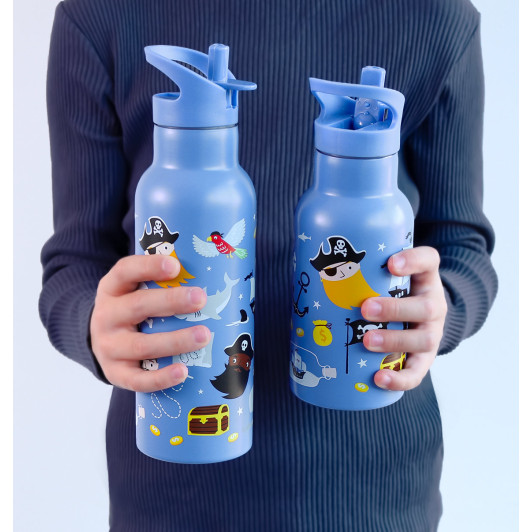 A Little Lovely Company - antikorová fľaša na pitie, 350 ml - piráti