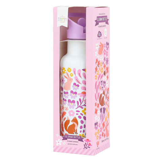 A Little Lovely Company - antikorová fľaša na pitie, 500 ml - kvetinová záhrada