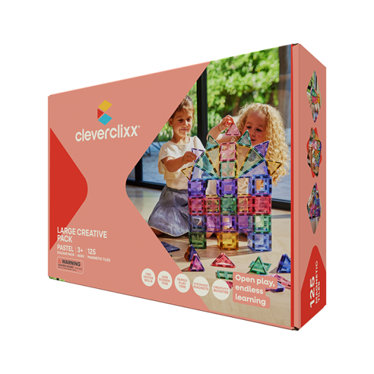 Cleverclixx – Magnetická stavebnica Creative Pack Pastel – 125 ks