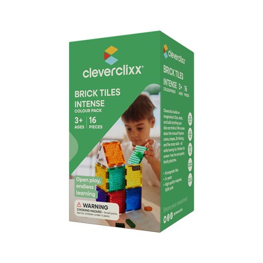 Cleverclixx – Magnetická stavebnica Brick Tiles Pack Intense – 16 ks Cleverclixx – Magnetická stavebnica Brick Tiles Pack Intense – 16 ks