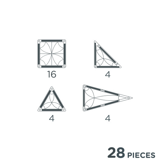 Cleverclixx – Magnetická stavebnica Mini Tiles Pack Intense – 28 ks