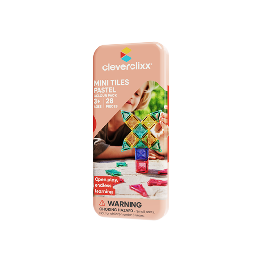 Cleverclixx – Magnetická stavebnica Mini Tiles Pack Pastel – 28 ks